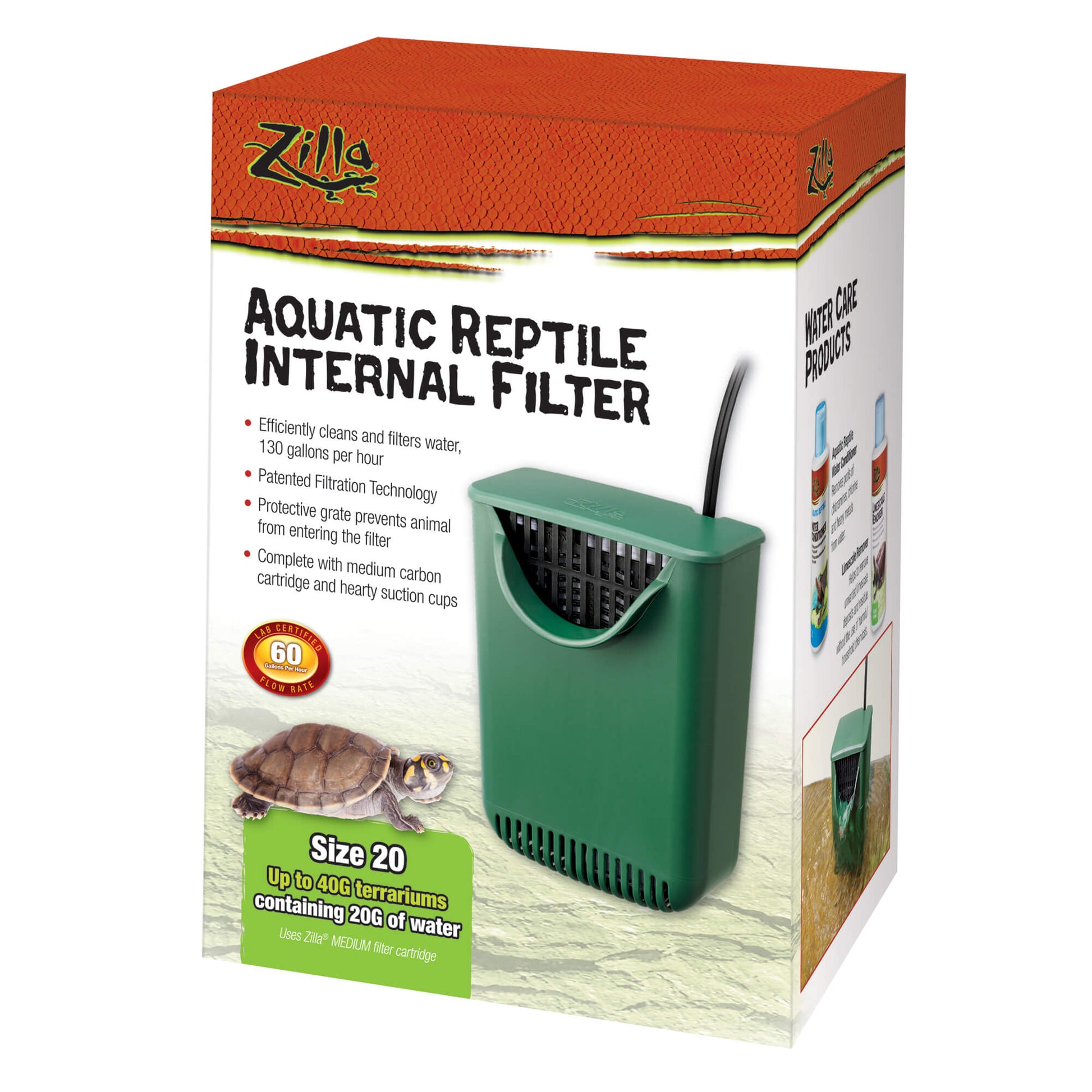 Zilla Filtro interno para reptiles acuáticos, Tamaño 20