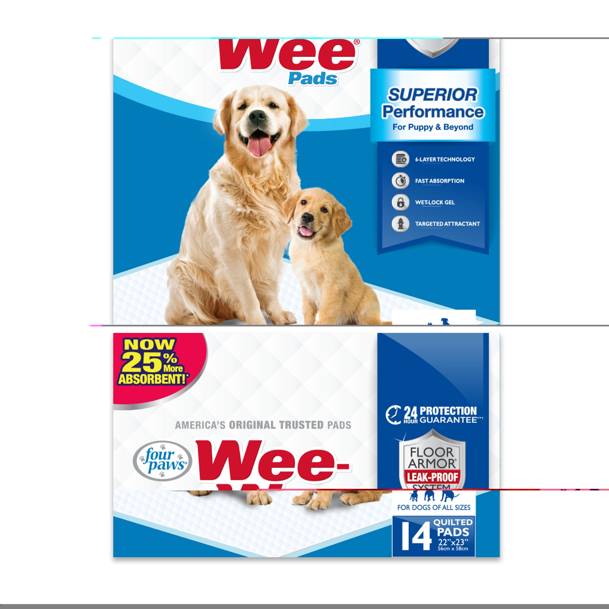 045663016142_FourPawsWee-WeePads24HR14Count12ea_FourPaws_InPackagingFront