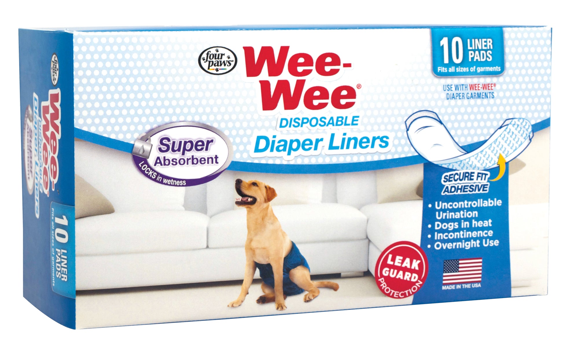 045663972288_FourPaws_Wee-WeeDisposableDiaperSuperAbsorbentLiners_10Pack_InPackagingFront