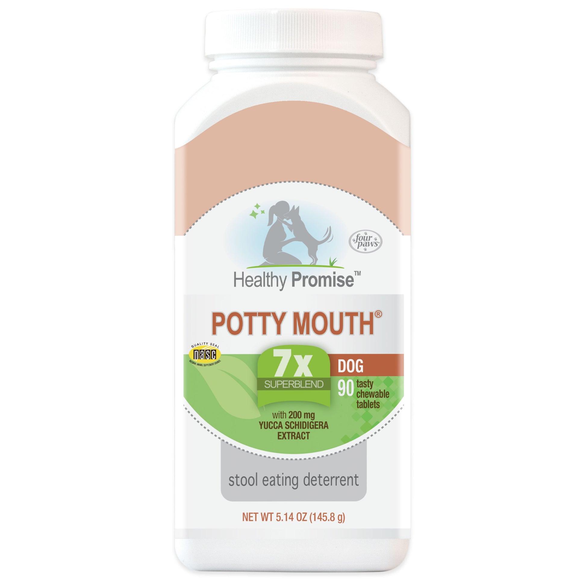 045663975449_FourPawsHealthyPromise_Dog_PottyMouthTablets_90ct_InPackagingFront