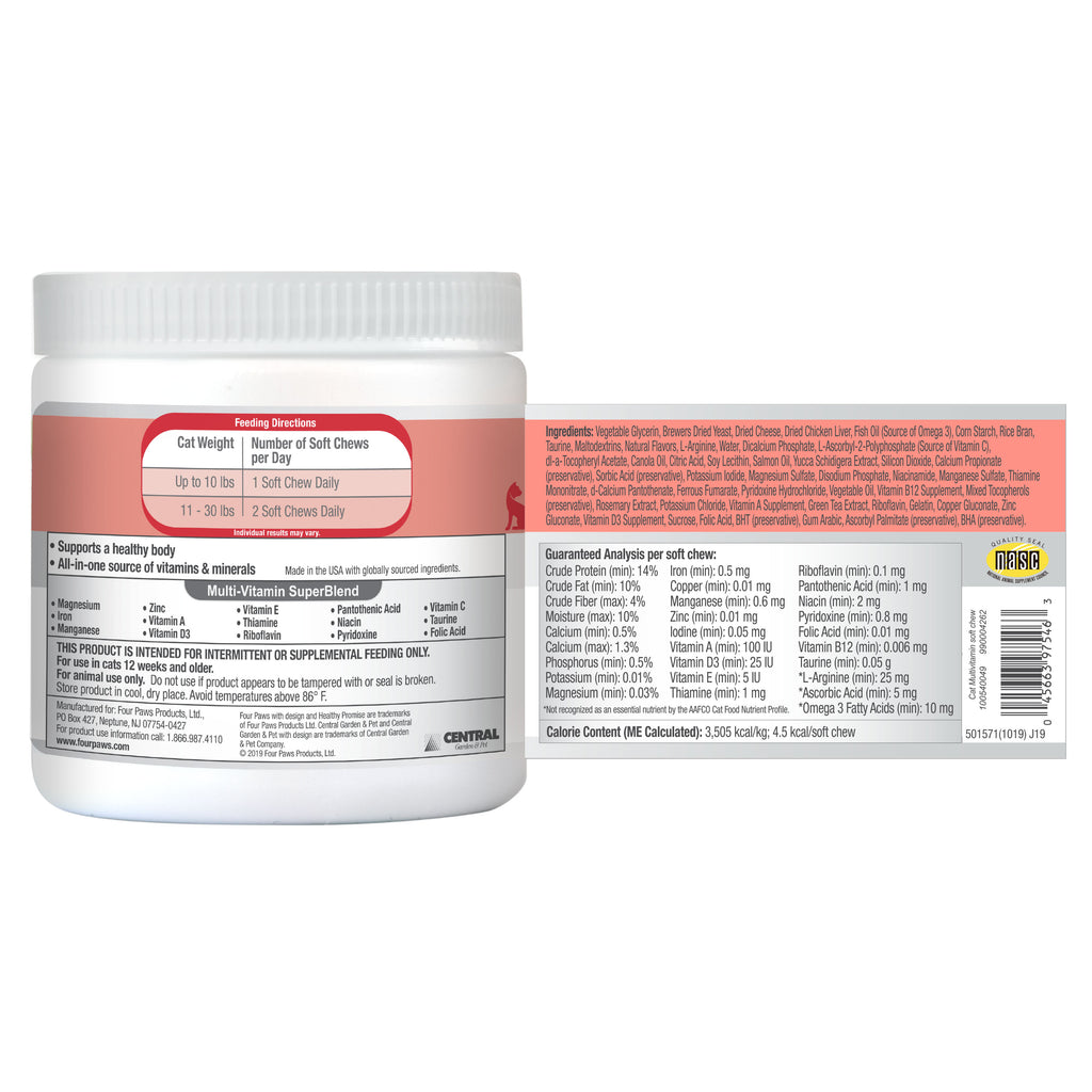 045663975463_FourPaws_HealthyPromise_Cat_MultivitaminsSoftChews_120ct_InPackageBack2