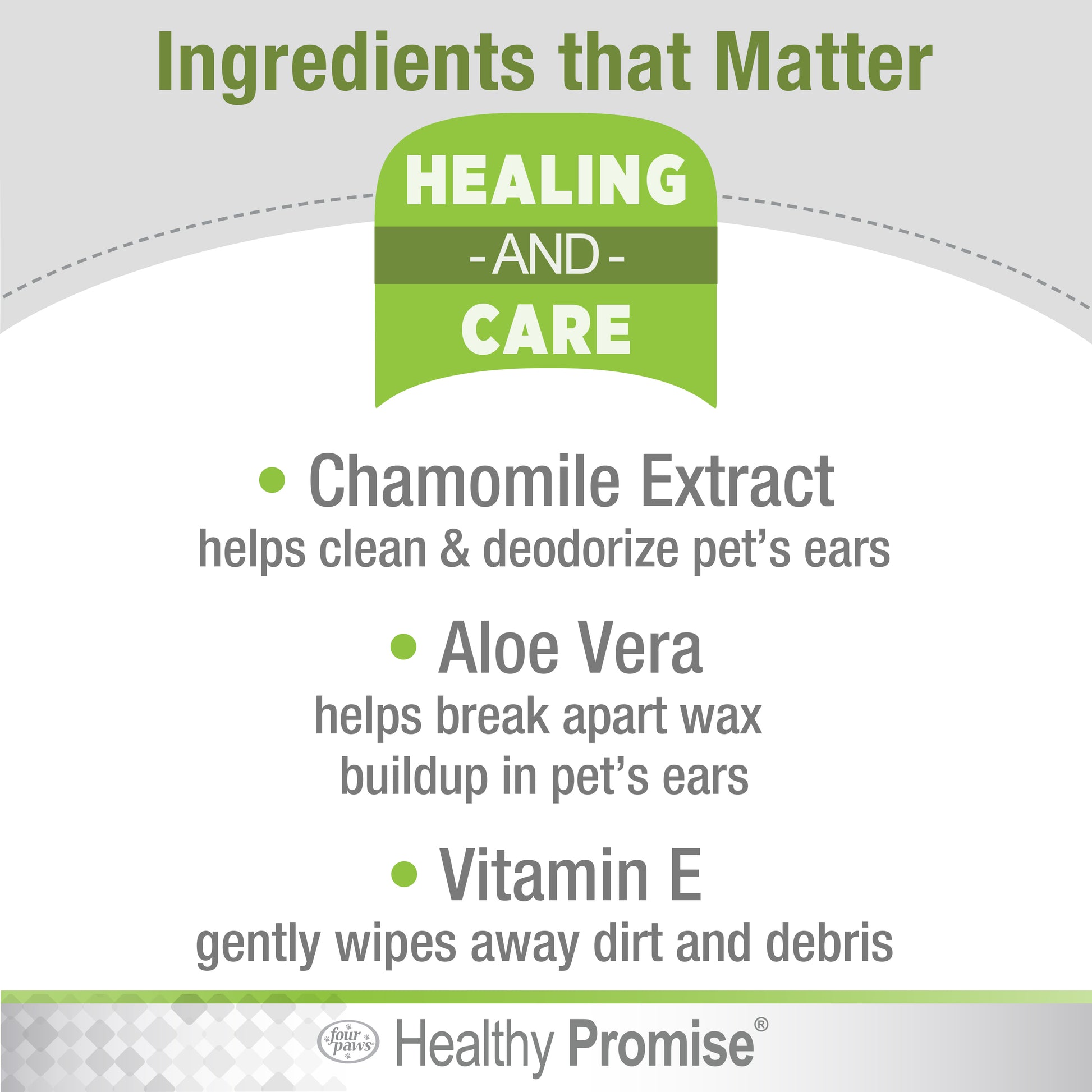 Four Paws: 100545207 Healthy Promise Ear Wipes for Dogs & Cats - Shelf Tray - 6 Units Per Tray 35 ct. Master Pack: 24 ea. Made in: China/Cambodia