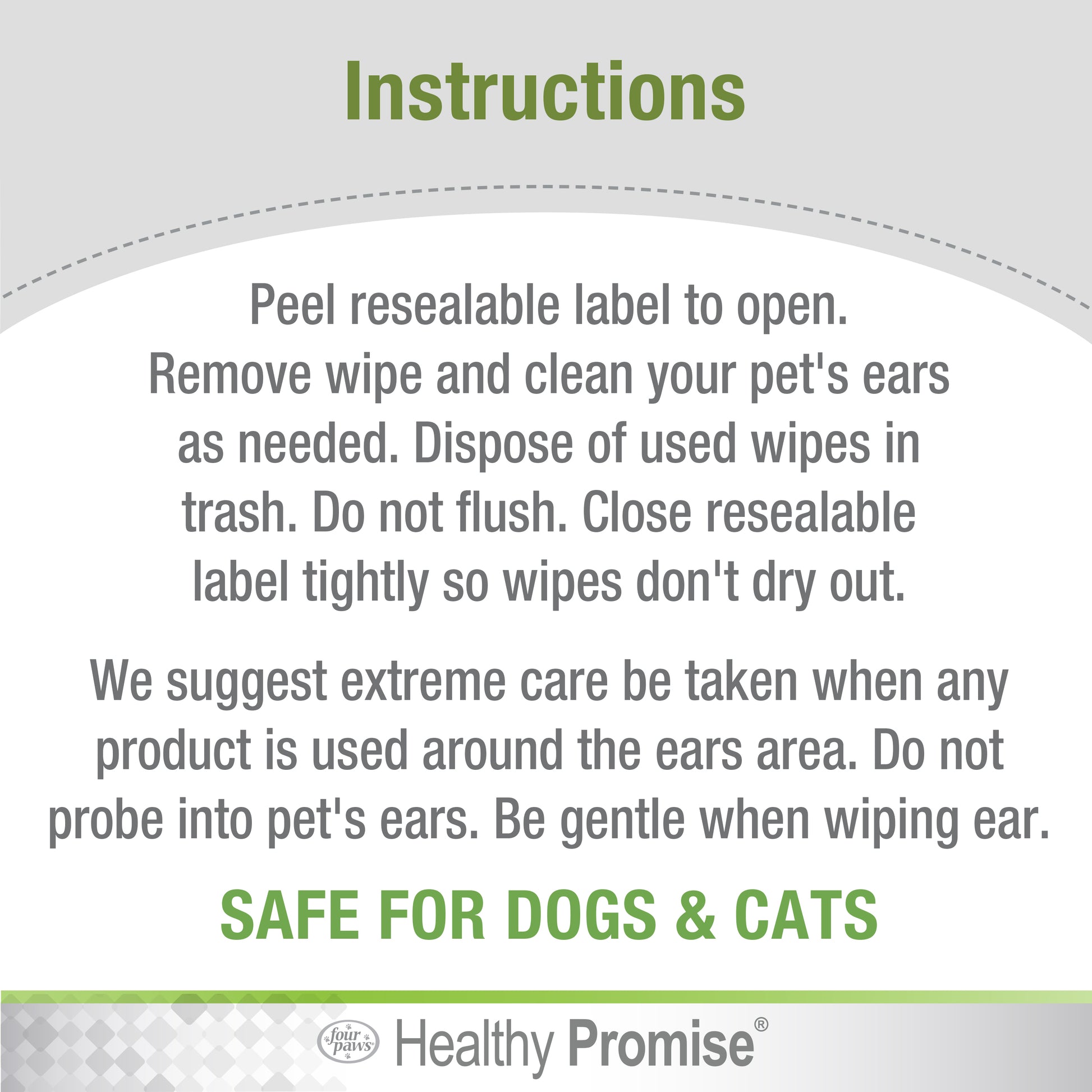 Four Paws: 100545207 Healthy Promise Ear Wipes for Dogs & Cats - Shelf Tray - 6 Units Per Tray 35 ct. Master Pack: 24 ea. Made in: China/Cambodia