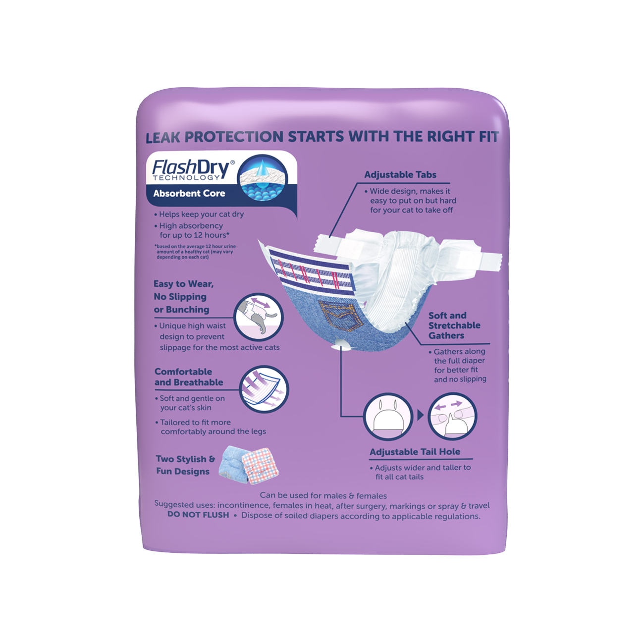 HARTZ (13032, 13033, 13034, 13035) Comfitables Cat DIAPER (XS, S, M, L). Master Pack (9, 9, 8, 10)