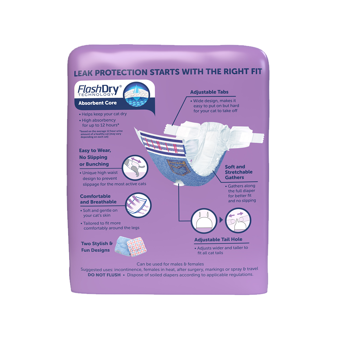 HARTZ (13032, 13033, 13034, 13035) Comfitables Cat DIAPER (XS, S, M, L). Master Pack (9, 9, 8, 10)
