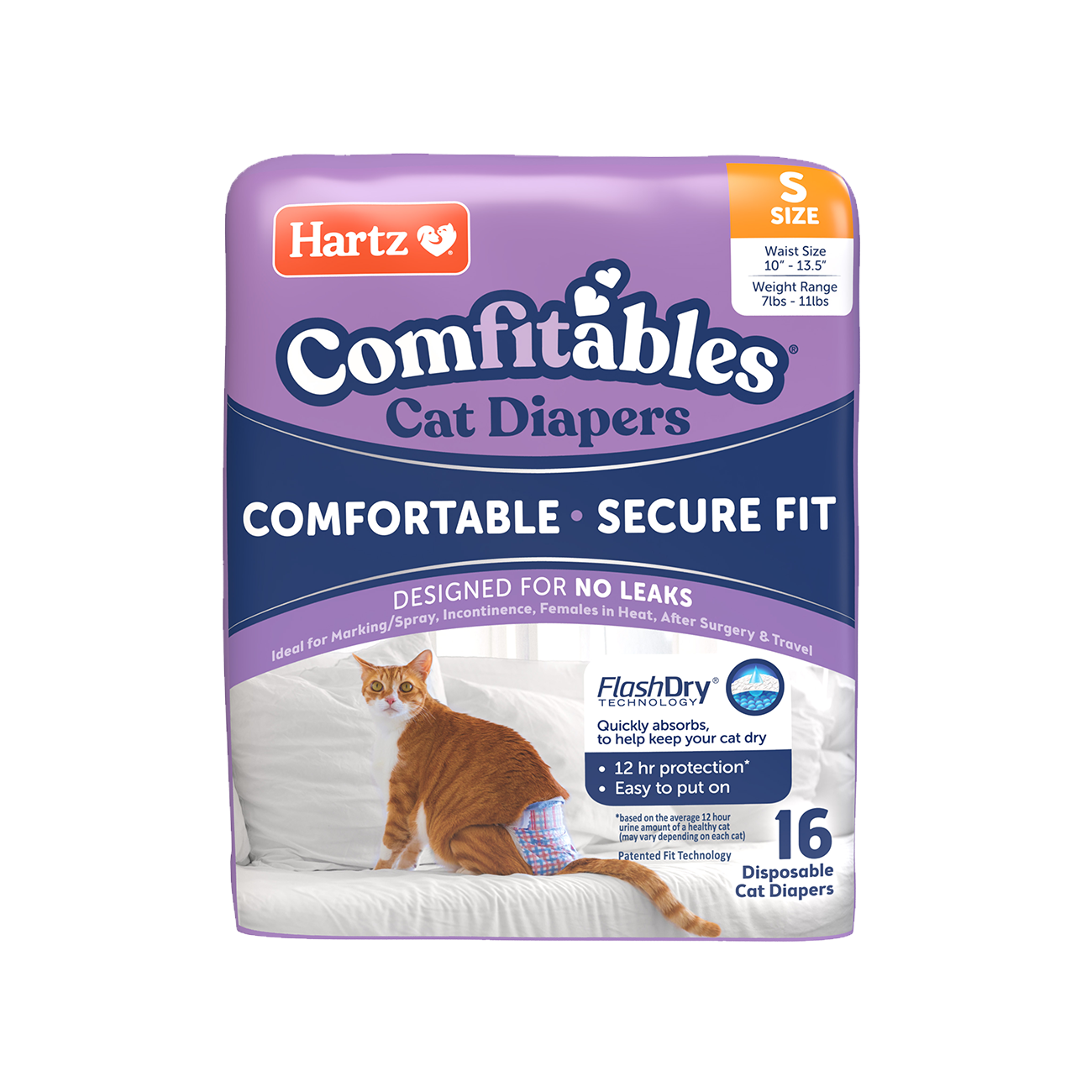 HARTZ (13032, 13033, 13034, 13035) Comfitables Cat DIAPER (XS, S, M, L). Master Pack (9, 9, 8, 10)