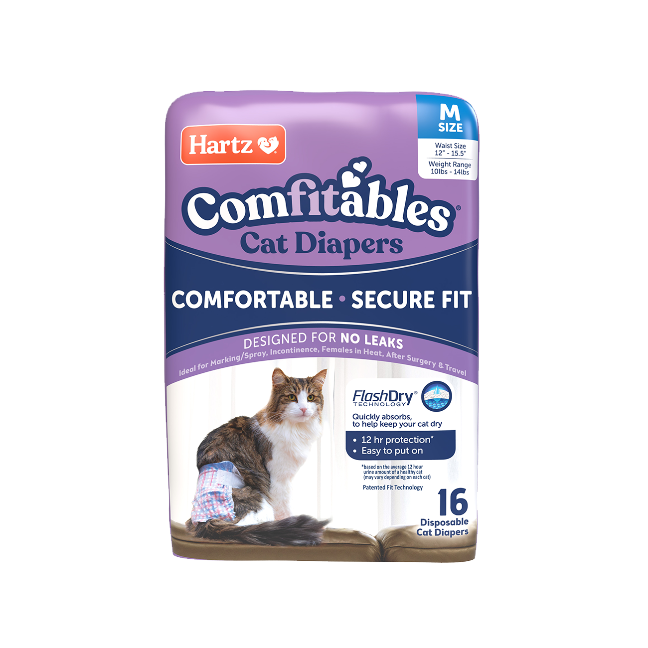 HARTZ (13032, 13033, 13034, 13035) Comfitables Cat DIAPER (XS, S, M, L). Master Pack (9, 9, 8, 10)