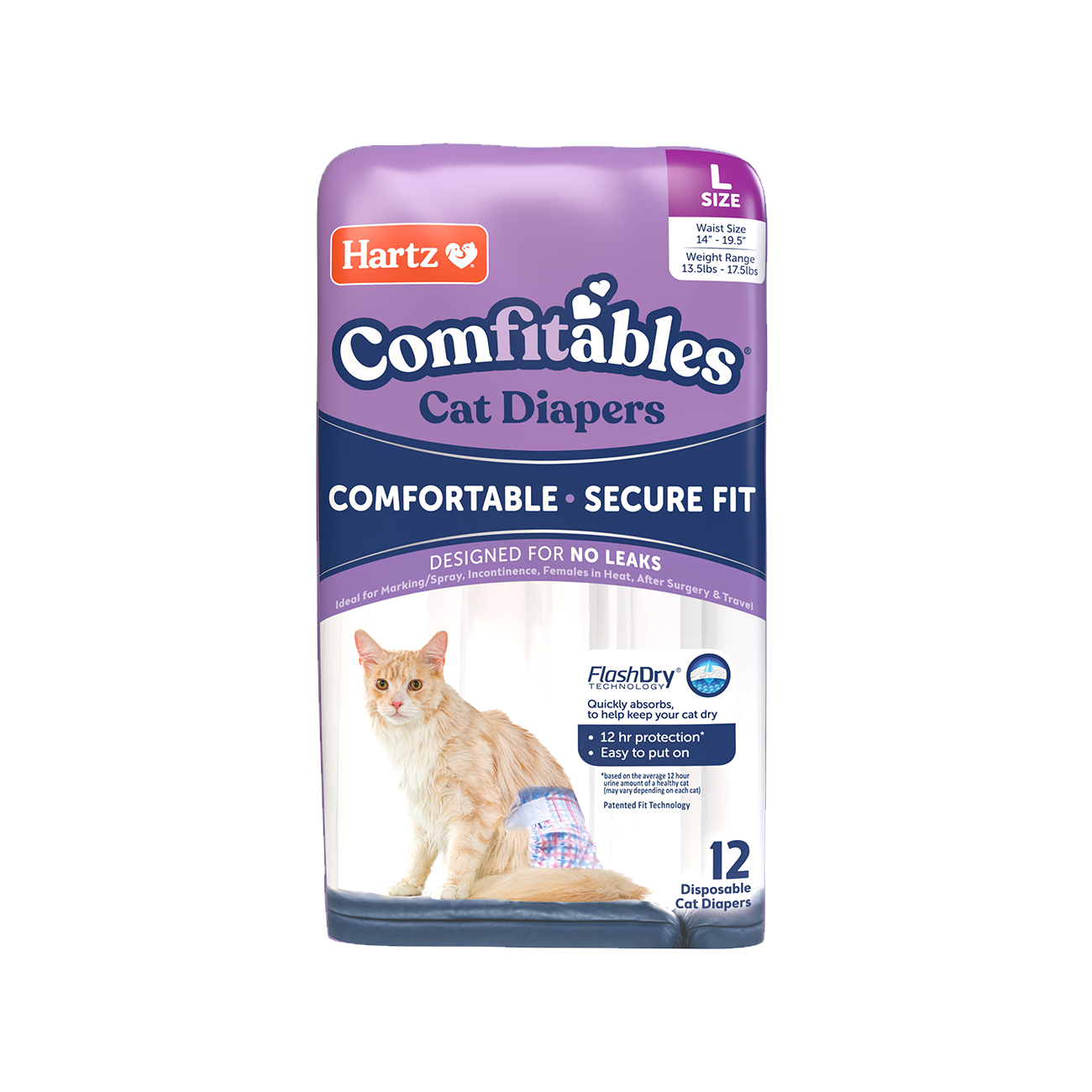 HARTZ (13032, 13033, 13034, 13035) Comfitables Cat DIAPER (XS, S, M, L). Master Pack (9, 9, 8, 10)