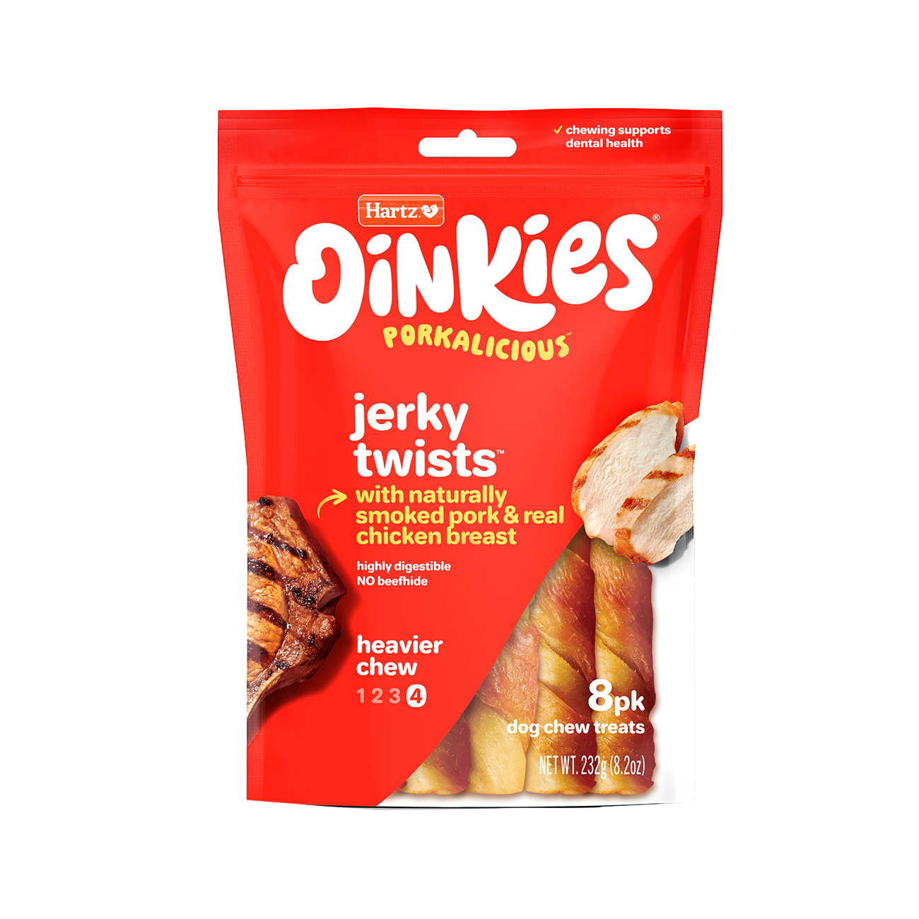 HARTZ (15585, 15872, 15586) Oinkies® Porkalicious™ Jerky Twists – (8, 10, 16) pack. Master Pack (12, 6, 6)