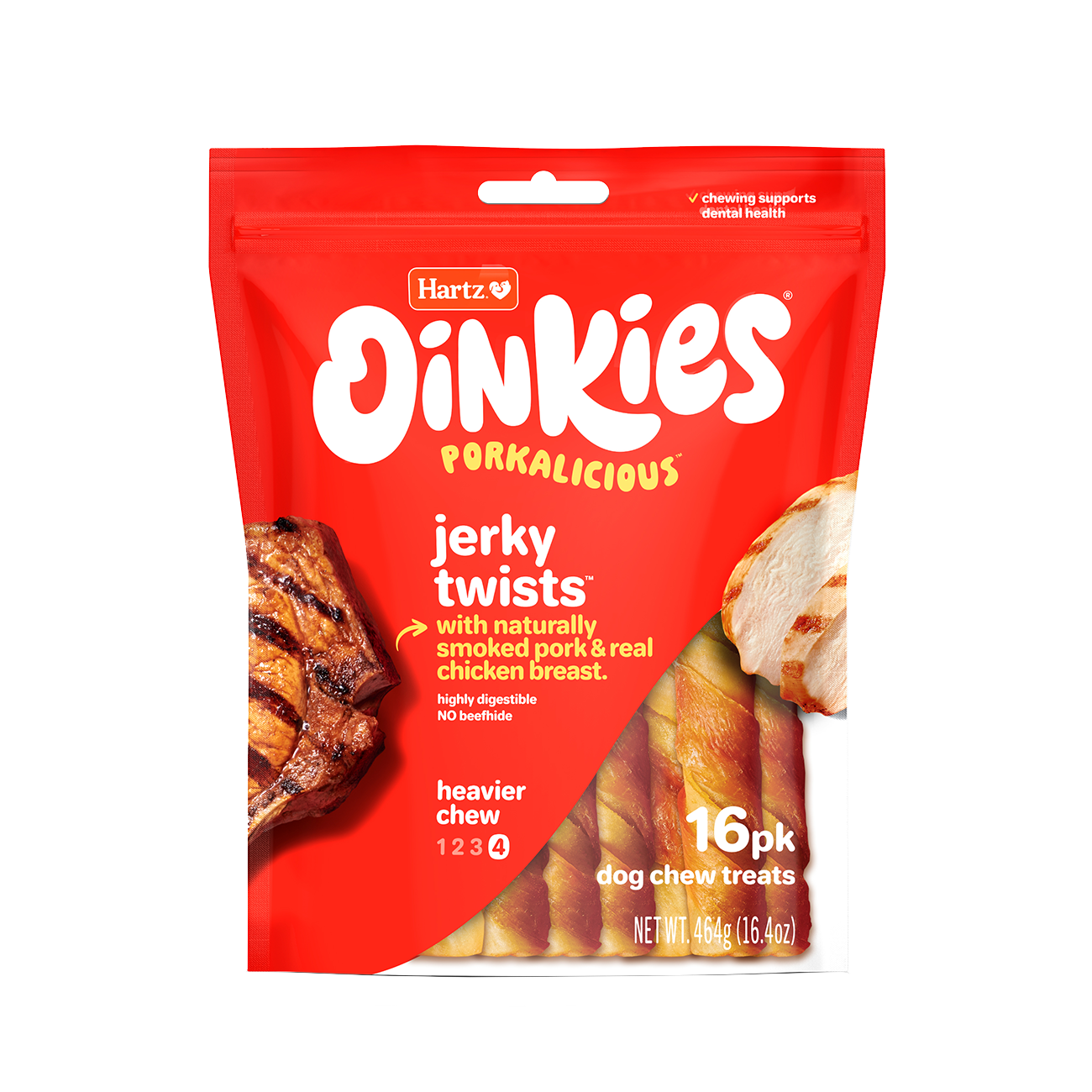 HARTZ (15585, 15872, 15586) Oinkies® Porkalicious™ Jerky Twists – (8, 10, 16) pack. Master Pack (12, 6, 6)