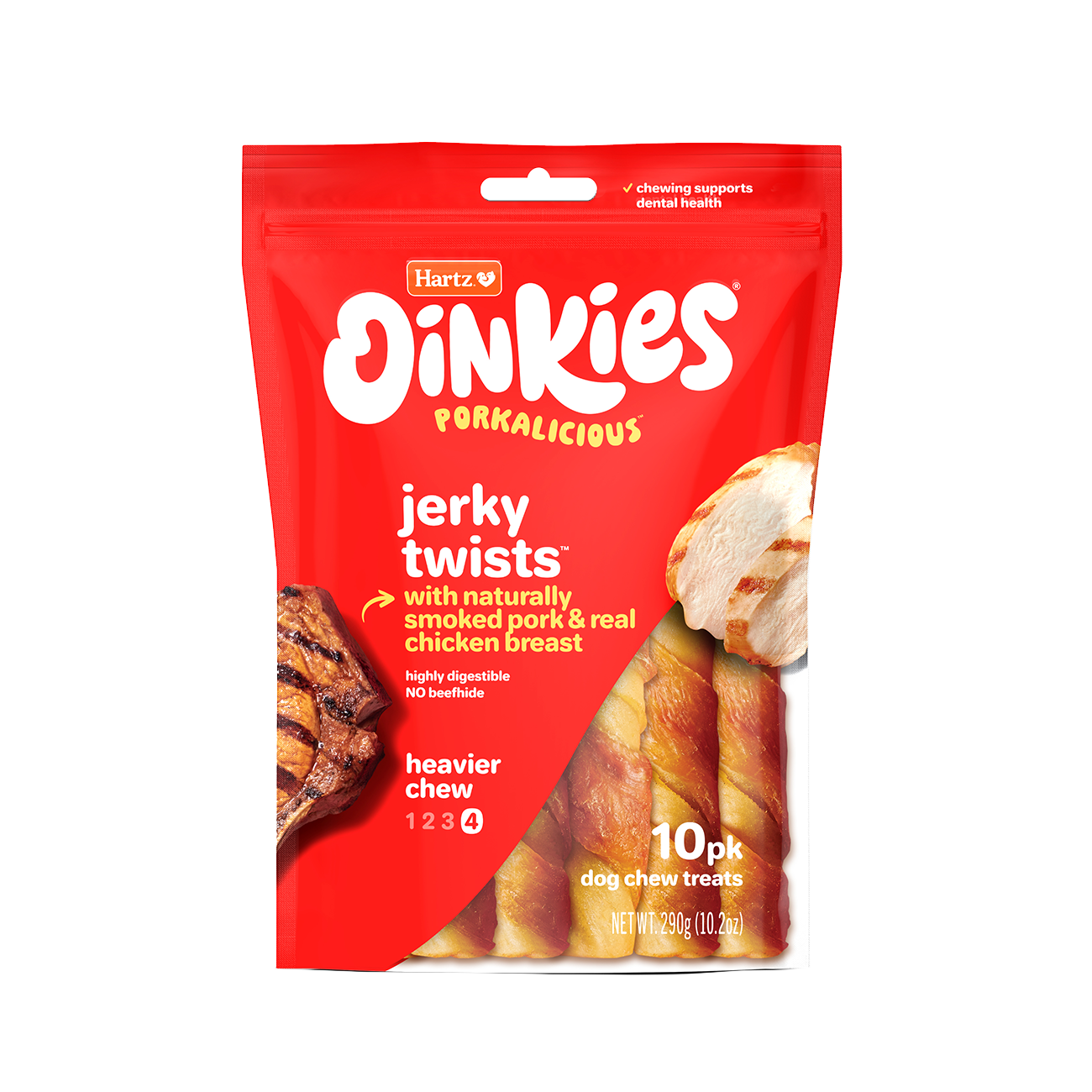HARTZ (15585, 15872, 15586) Oinkies® Porkalicious™ Jerky Twists – (8, 10, 16) pack. Master Pack (12, 6, 6)
