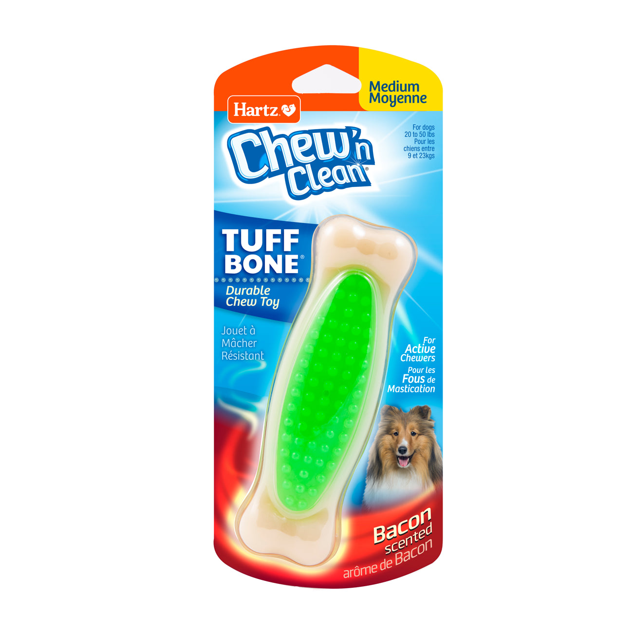 HARTZ 97528 Chew 'n Clean TUFF BONE  Medium Dog TOY. Master Pack 48