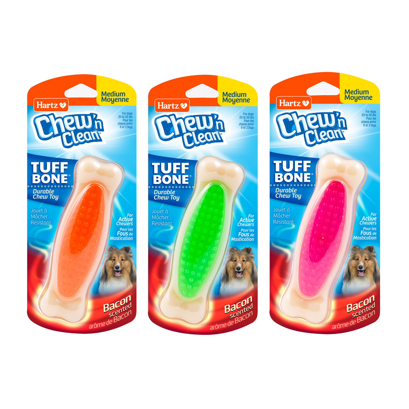 HARTZ 97528 Chew 'n Clean TUFF BONE  Medium Dog TOY. Master Pack 48