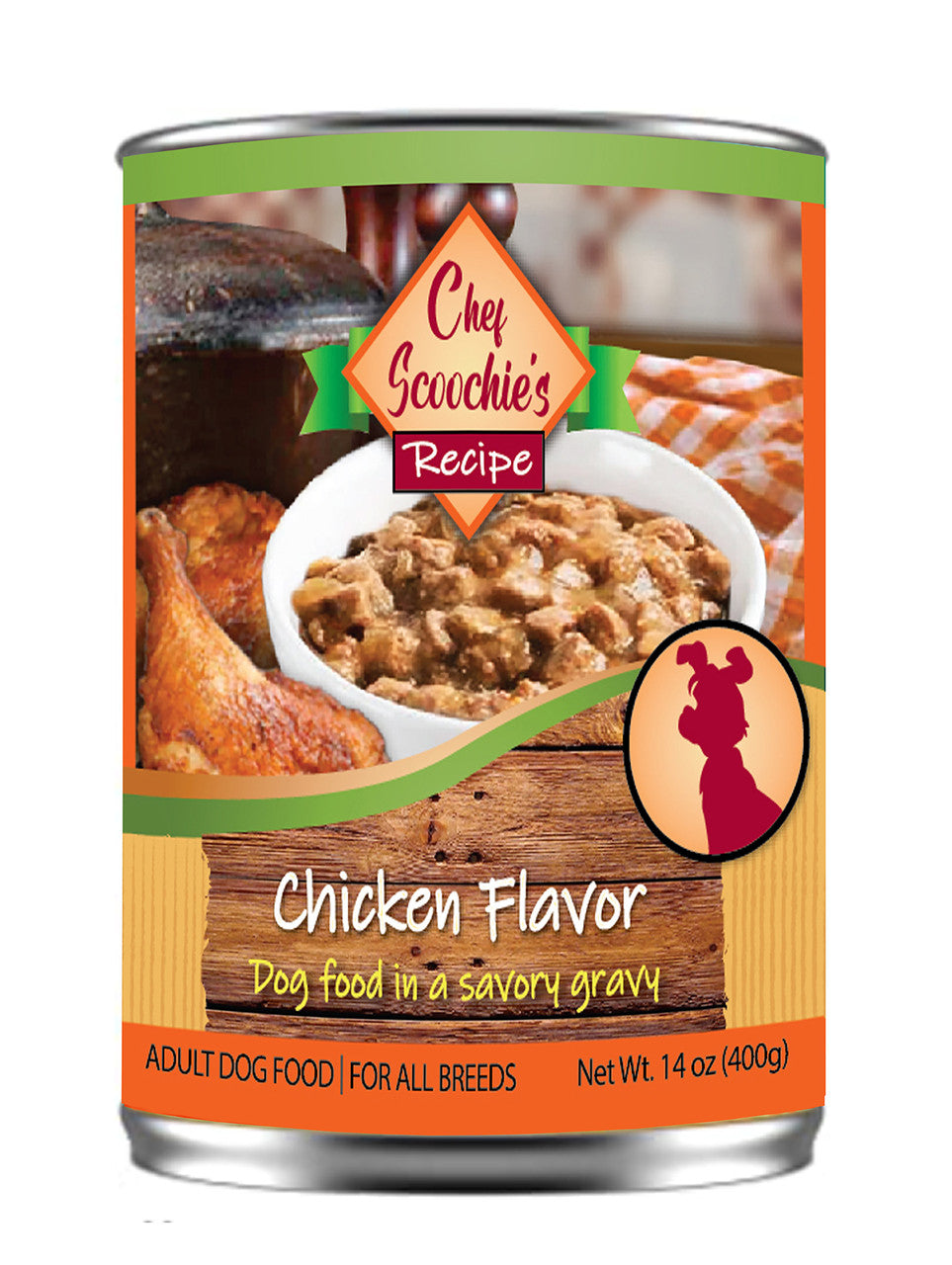 ChefScoochies Chicken Dog Food in Gravy 14O unce PopTopCan