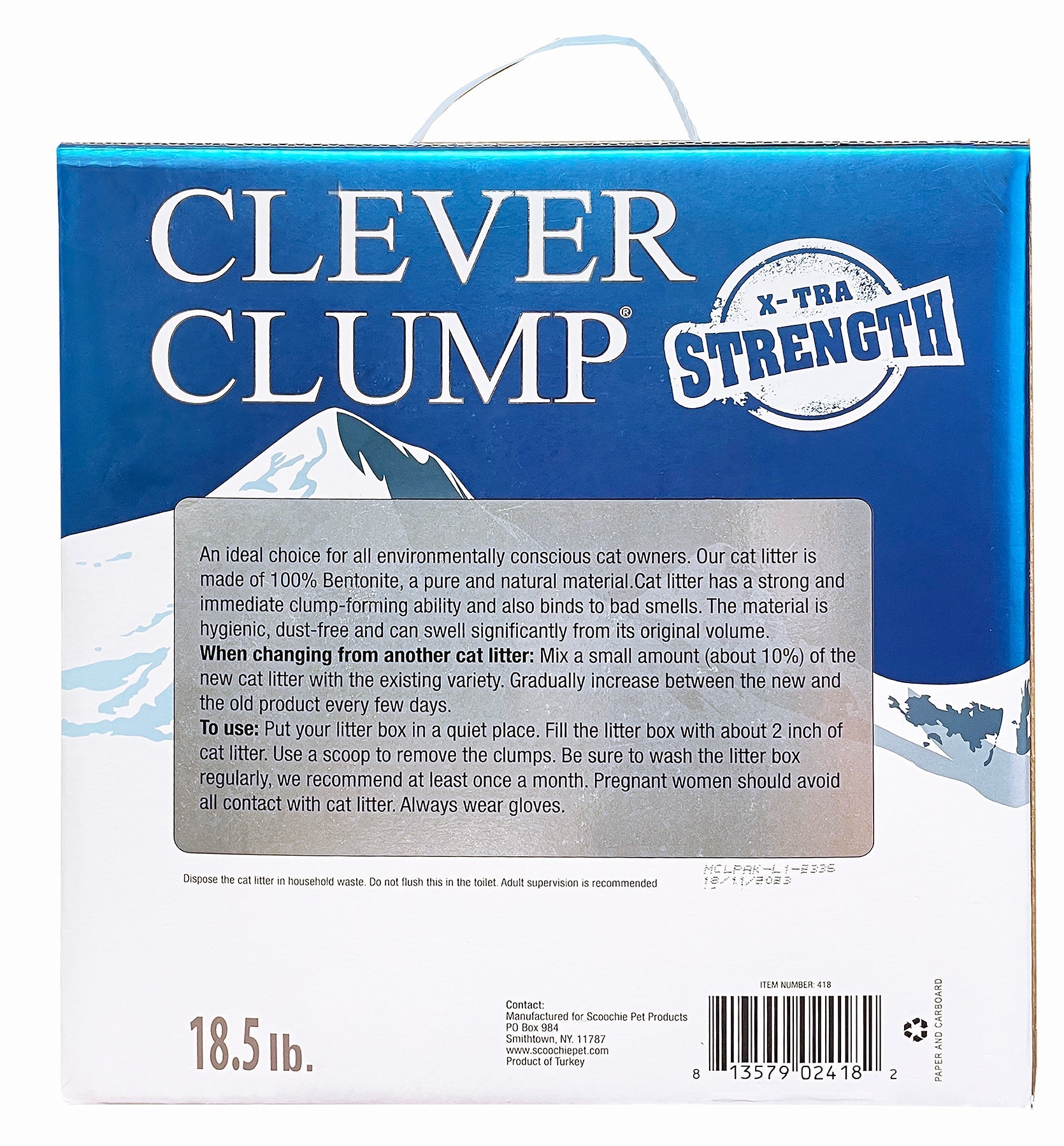 Clever Clump Bentonite Boxed Cat Litter 18.5Pounds Side2