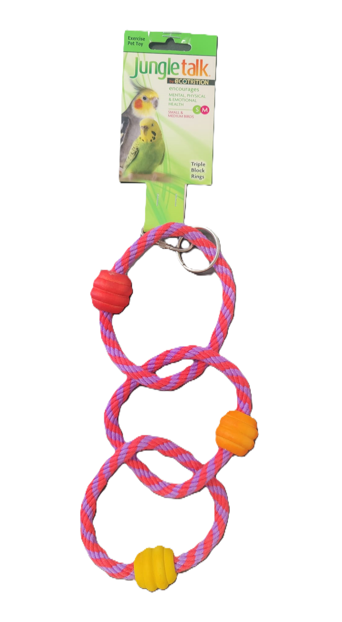 EQUILIBRIO ESPECIAL Jungletalk Anillos de triple cuerda con bloques Pájaro pequeño y mediano