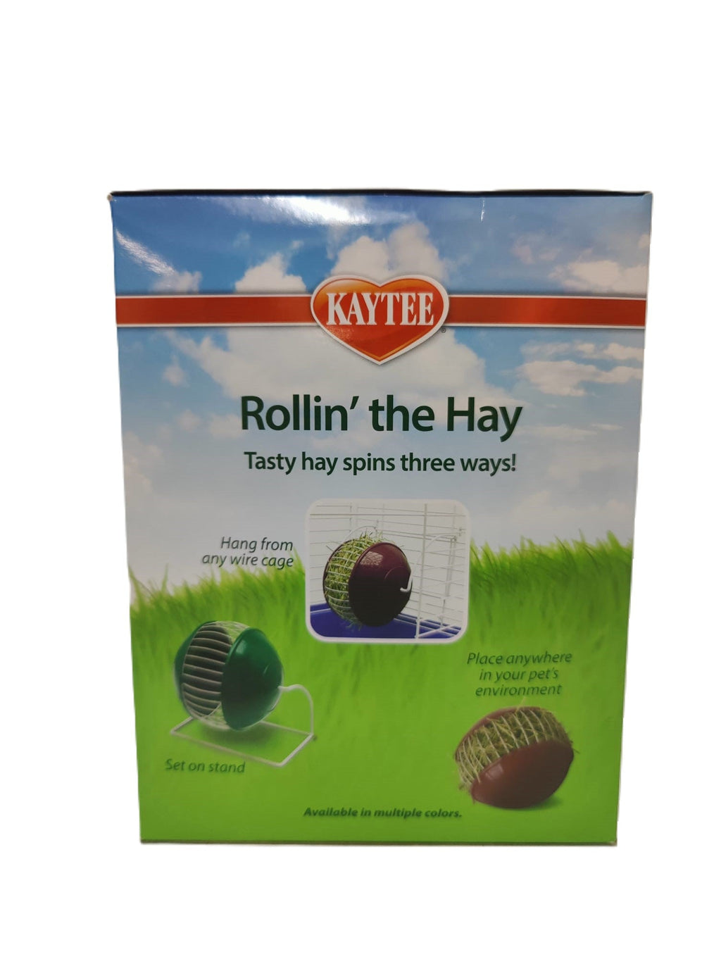 Dispensador de heno Kaytee Rollin' the Hay para animales pequeños. 14,2 x 14,2 x 18,5 cm.