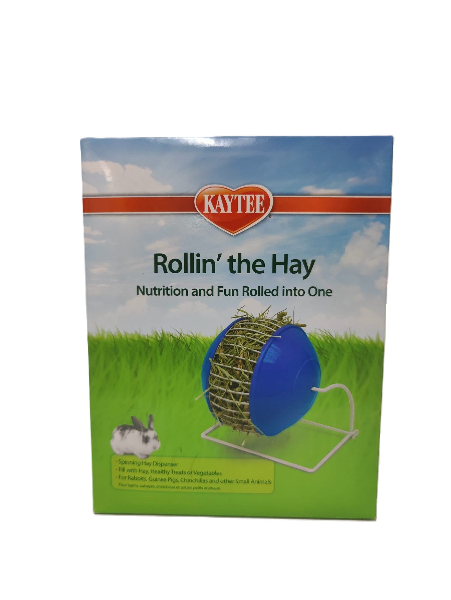 Dispensador de heno Kaytee Rollin' the Hay para animales pequeños. 14,2 x 14,2 x 18,5 cm.
