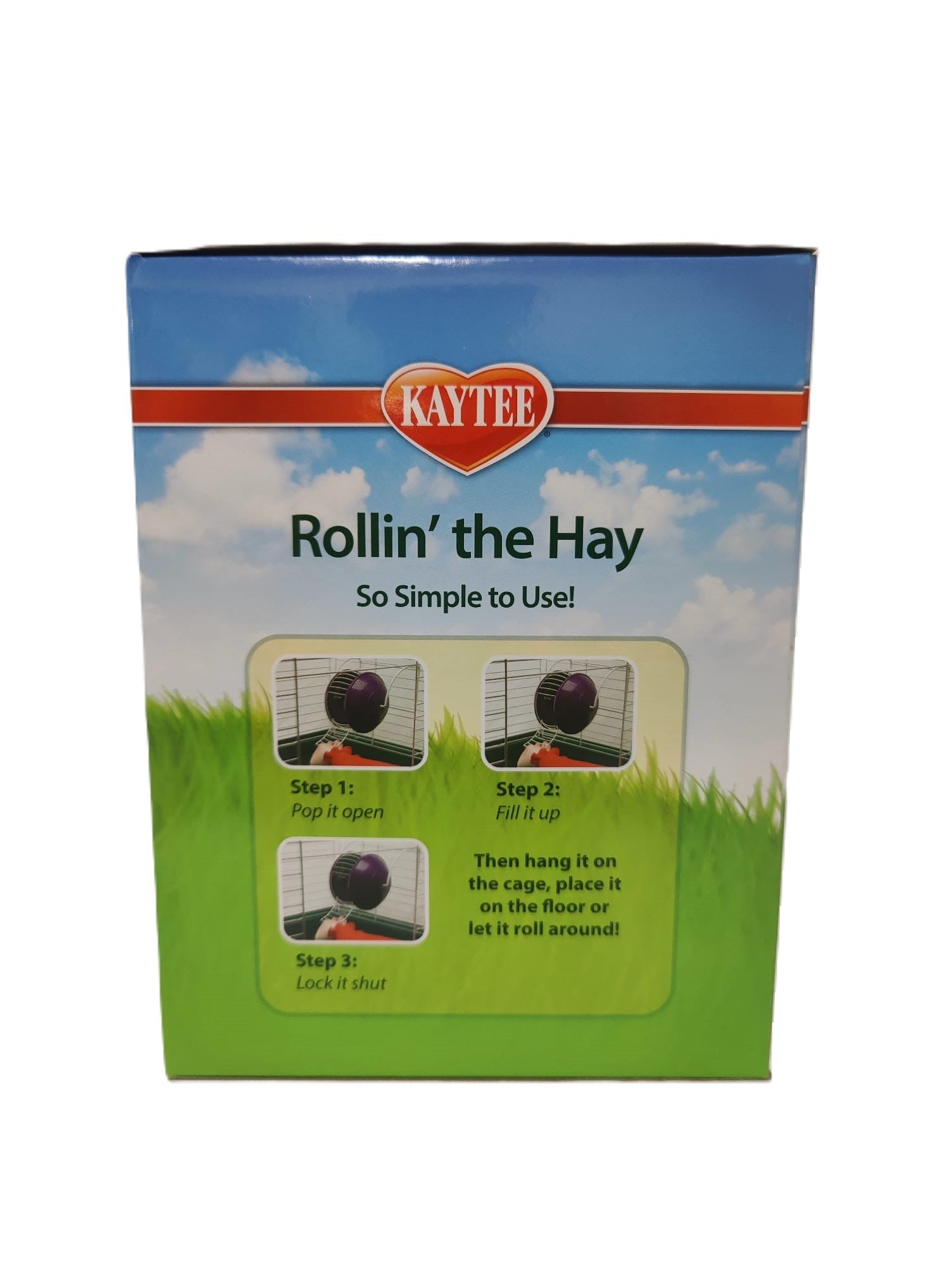 Dispensador de heno Kaytee Rollin' the Hay para animales pequeños. 14,2 x 14,2 x 18,5 cm.